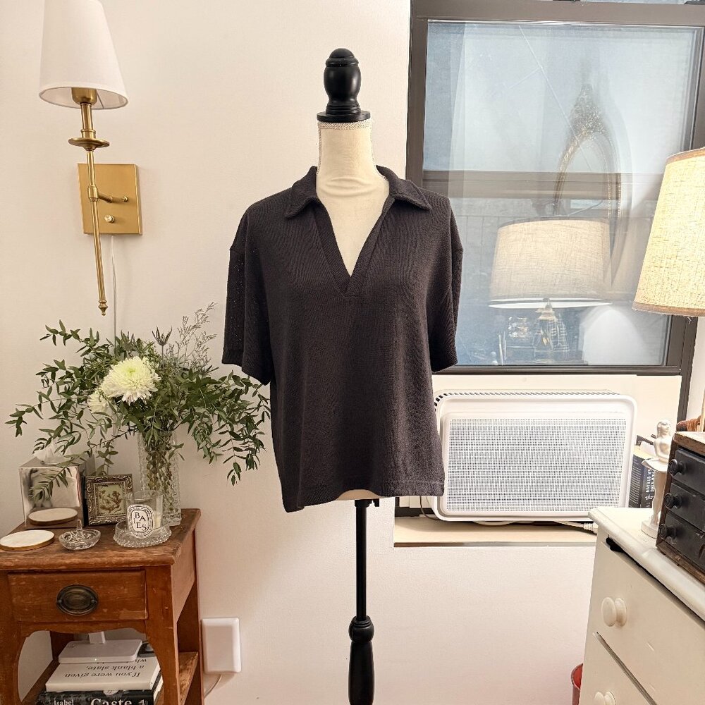 H&M Grey Knit Polo Size Medium